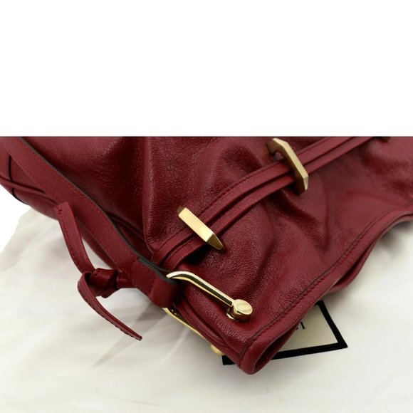 GUCCI  Horsebit 1955 Leather Messenger Bag Red - Picture 6 of 13